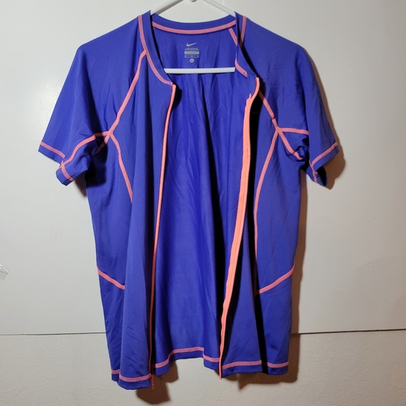 Womens Nike Cycling shirt size Xl Zip front Blue and orange - Picture 4 of 7